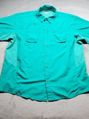 Rustic Ridge Button Up Short Sleeve Vented Outdoorsman Shirt Teal Men Sz 2XL
